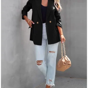 Name: Women's Open Front Office Work Business Casual Lightweight Summer Crop Suit Blazer - Breathable Fabric - For Professional