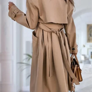 Name: Elegant Mid-Length Hooded Coat with Plush Fur Trim, Versatile Trendy Colors for Women