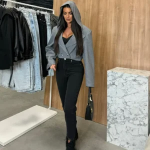 Name: Women's Open Front Office Work Business Casual Lightweight Summer Crop Suit Blazer - Breathable Fabric - For Professional