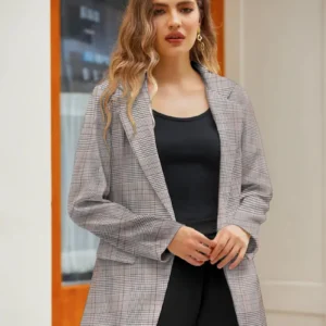 Name: Women's Open Front Office Work Business Casual Lightweight Summer Crop Suit Blazer - Breathable Fabric - For Professional
