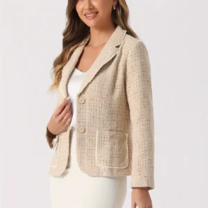 Name: Women's Open Front Office Work Business Casual Lightweight Summer Crop Suit Blazer - Breathable Fabric - For Professional