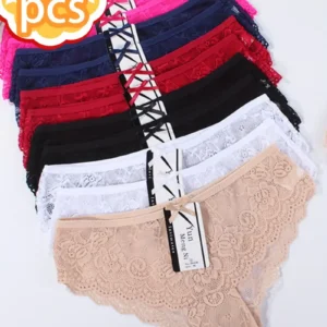 8-piece Set of Full Lace Four Corner Pants, Sexy and Comfortable Lightweight Underwear with Breathable Solid Color Print