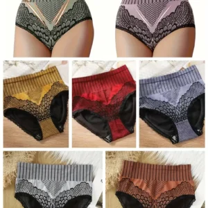 8-piece Set of Full Lace Four Corner Pants, Sexy and Comfortable Lightweight Underwear with Breathable Solid Color Print