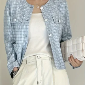 Name: Women's Open Front Office Work Business Casual Lightweight Summer Crop Suit Blazer - Breathable Fabric - For Professional