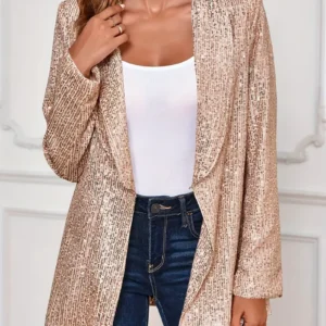 Name: Women's Open Front Office Work Business Casual Lightweight Summer Crop Suit Blazer - Breathable Fabric - For Professional