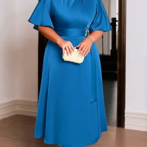 Long Sleeve Fully Lined Women's Fishtail Maxi Dress with Embroidered Mesh Back Zipper for Evening Wedding Party