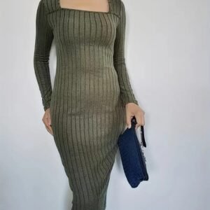 Women's Elegant Red Polka Dot Bodycon Midi Dress