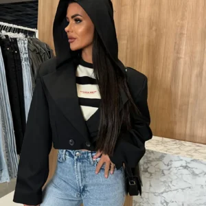 Name: Women's Open Front Office Work Business Casual Lightweight Summer Crop Suit Blazer - Breathable Fabric - For Professional