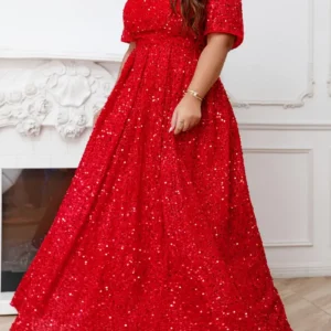 Long Sleeve Fully Lined Women's Fishtail Maxi Dress with Embroidered Mesh Back Zipper for Evening Wedding Party