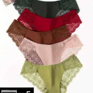 8-piece Set of Full Lace Four Corner Pants, Sexy and Comfortable Lightweight Underwear with Breathable Solid Color Print