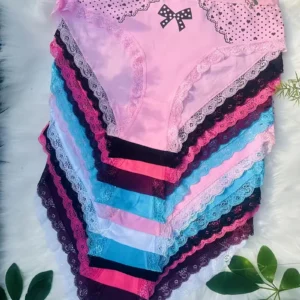 8-piece Set of Full Lace Four Corner Pants, Sexy and Comfortable Lightweight Underwear with Breathable Solid Color Print