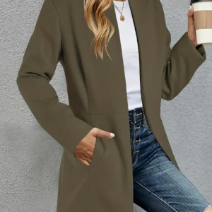 Name: Women's Open Front Office Work Business Casual Lightweight Summer Crop Suit Blazer - Breathable Fabric - For Professional