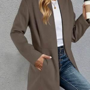 Name: Women's Open Front Office Work Business Casual Lightweight Summer Crop Suit Blazer - Breathable Fabric - For Professional