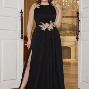 Long Sleeve Fully Lined Women's Fishtail Maxi Dress with Embroidered Mesh Back Zipper for Evening Wedding Party