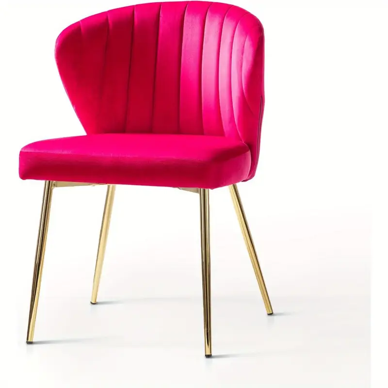 Modern Fuchsia Velvet Accent Chair with Tufted Padded Cushion,  – Comfy Upholstered Armchair for Living Room or Bedroom, Soft Velvet Fabric, Wingback Design, Easy to Clean, Bedroom Accent Chair | Vibrant Decor Piece | Tufted Cushioning, Accent Chair for Living Room