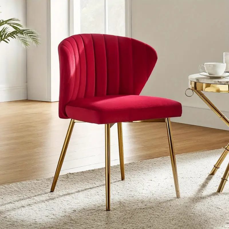 Modern Fuchsia Velvet Accent Chair with Tufted Padded Cushion,  – Comfy Upholstered Armchair for Living Room or Bedroom, Soft Velvet Fabric, Wingback Design, Easy to Clean, Bedroom Accent Chair | Vibrant Decor Piece | Tufted Cushioning, Accent Chair for Living Room