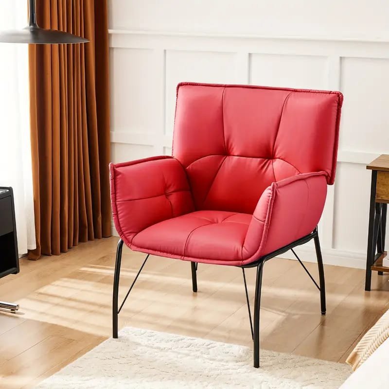 Modern Fuchsia Velvet Accent Chair with Tufted Padded Cushion, – Comfy Upholstered Armchair for Living Room or Bedroom, Soft Velvet Fabric, Wingback Design, Easy to Clean, Bedroom Accent Chair | Vibrant Decor Piece | Tufted Cushioning, Accent Chair for Living Room