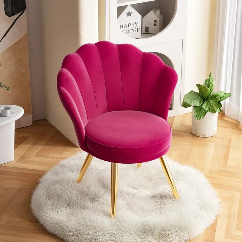 Modern Fuchsia Velvet Accent Chair with Tufted Padded Cushion,  – Comfy Upholstered Armchair for Living Room or Bedroom, Soft Velvet Fabric, Wingback Design, Easy to Clean, Bedroom Accent Chair | Vibrant Decor Piece | Tufted Cushioning, Accent Chair for Living Room