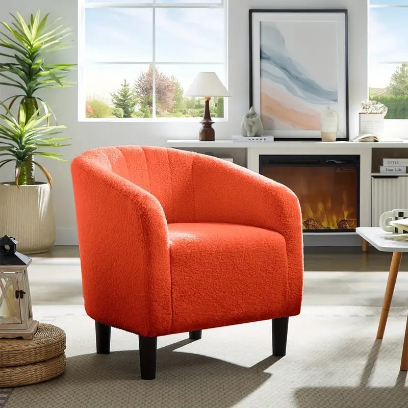 Modern Fuchsia Velvet Accent Chair with Tufted Padded Cushion, – Comfy Upholstered Armchair for Living Room or Bedroom, Soft Velvet Fabric, Wingback Design, Easy to Clean, Bedroom Accent Chair | Vibrant Decor Piece | Tufted Cushioning, Accent Chair for Living Room