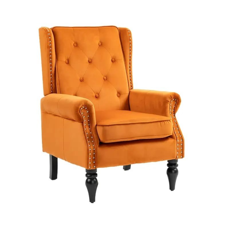 Modern Fuchsia Velvet Accent Chair with Tufted Padded Cushion, – Comfy Upholstered Armchair for Living Room or Bedroom, Soft Velvet Fabric, Wingback Design, Easy to Clean, Bedroom Accent Chair | Vibrant Decor Piece | Tufted Cushioning, Accent Chair for Living Room