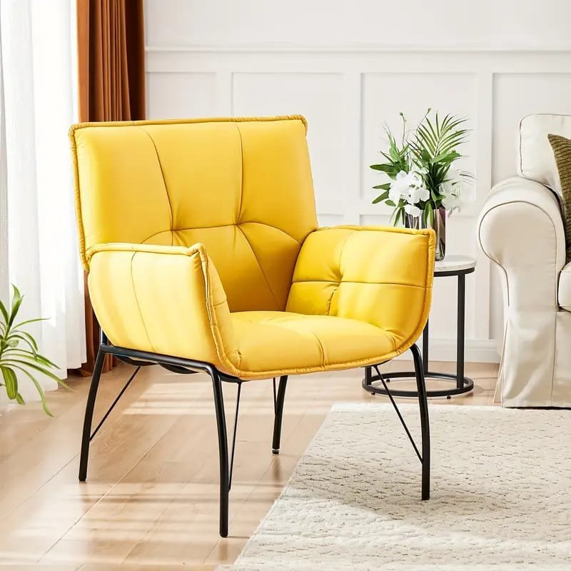 Modern Fuchsia Velvet Accent Chair with Tufted Padded Cushion,  – Comfy Upholstered Armchair for Living Room or Bedroom, Soft Velvet Fabric, Wingback Design, Easy to Clean, Bedroom Accent Chair | Vibrant Decor Piece | Tufted Cushioning, Accent Chair for Living Room