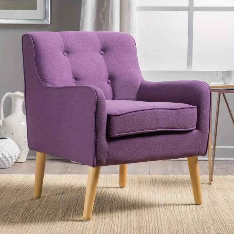 Modern Fuchsia Velvet Accent Chair with Tufted Padded Cushion, – Comfy Upholstered Armchair for Living Room or Bedroom, Soft Velvet Fabric, Wingback Design, Easy to Clean, Bedroom Accent Chair | Vibrant Decor Piece | Tufted Cushioning, Accent Chair for Living Room