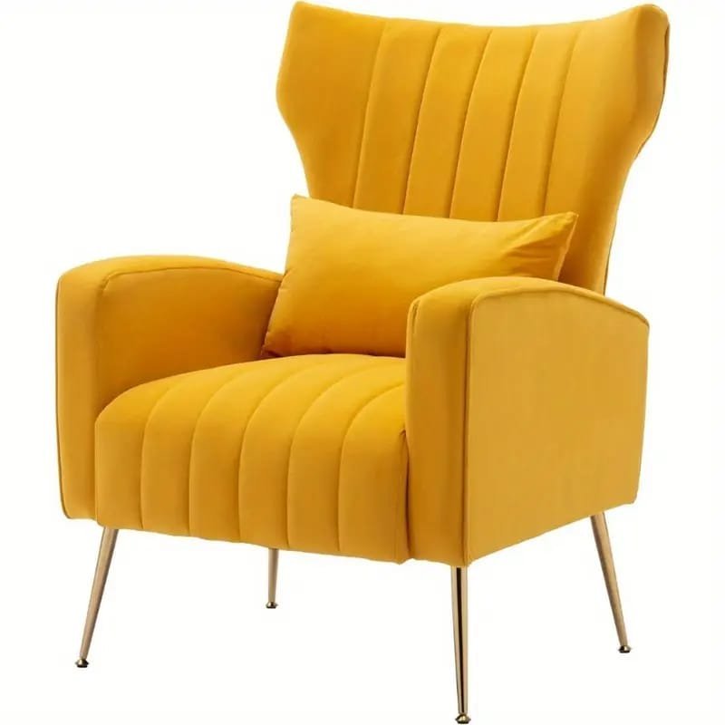 Modern Fuchsia Velvet Accent Chair with Tufted Padded Cushion, – Comfy Upholstered Armchair for Living Room or Bedroom, Soft Velvet Fabric, Wingback Design, Easy to Clean, Bedroom Accent Chair | Vibrant Decor Piece | Tufted Cushioning, Accent Chair for Living Room