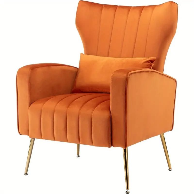 Modern Fuchsia Velvet Accent Chair with Tufted Padded Cushion, – Comfy Upholstered Armchair for Living Room or Bedroom, Soft Velvet Fabric, Wingback Design, Easy to Clean, Bedroom Accent Chair | Vibrant Decor Piece | Tufted Cushioning, Accent Chair for Living Room